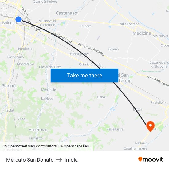 Mercato San Donato to Imola map