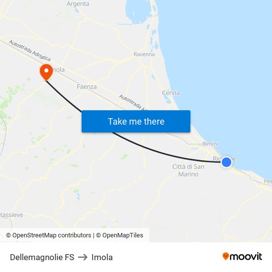 Dellemagnolie FS to Imola map