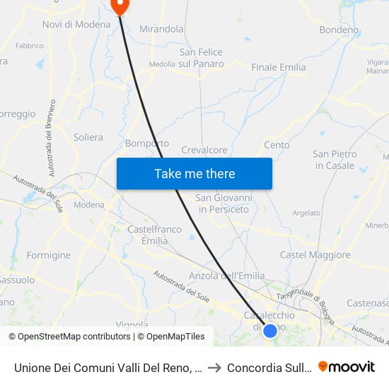 Unione Dei Comuni Valli Del Reno, Lavino E Samoggia to Concordia Sulla Secchia map