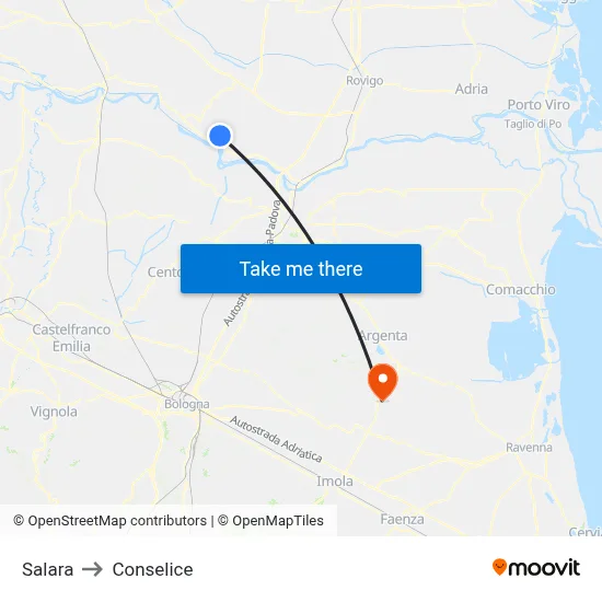 Salara to Conselice map