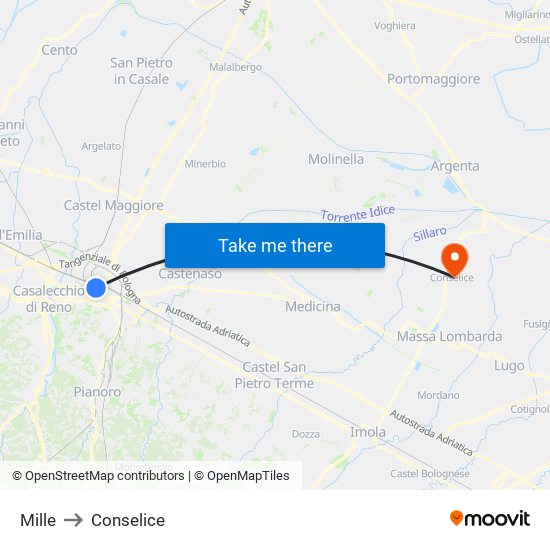 Mille to Conselice map