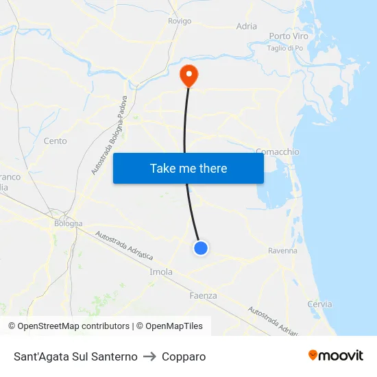 Sant'Agata Sul Santerno to Copparo map
