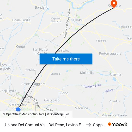 Unione Dei Comuni Valli Del Reno, Lavino E Samoggia to Copparo map