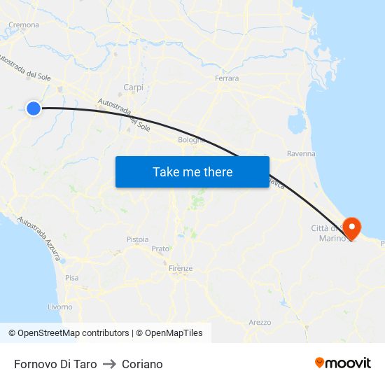Fornovo Di Taro to Coriano map