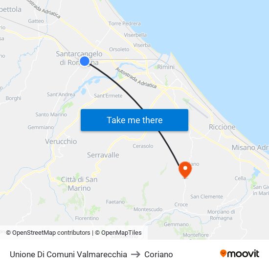 Unione Di Comuni Valmarecchia to Coriano map