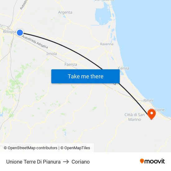 Unione Terre Di Pianura to Coriano map