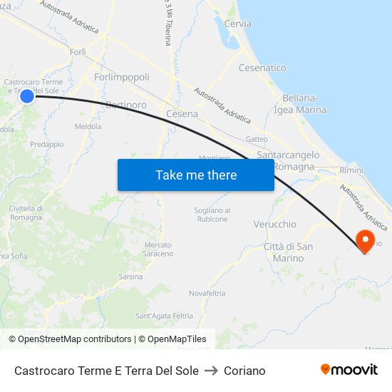Castrocaro Terme E Terra Del Sole to Coriano map