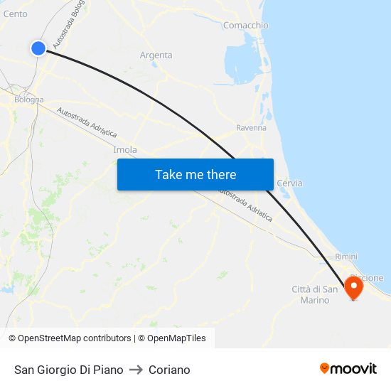 San Giorgio Di Piano to Coriano map