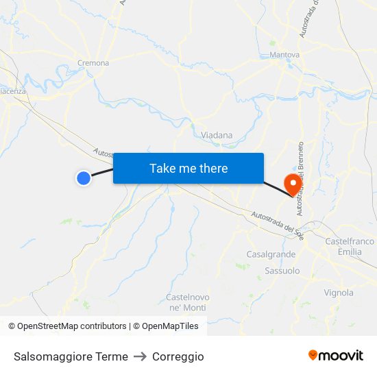 Salsomaggiore Terme to Correggio map