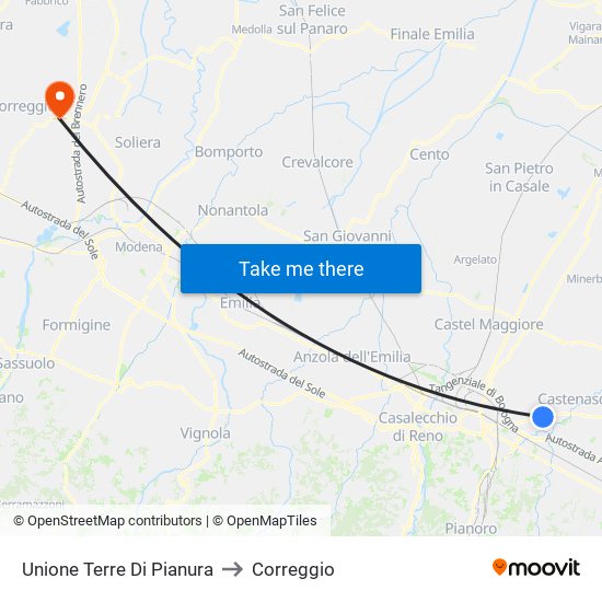 Unione Terre Di Pianura to Correggio map