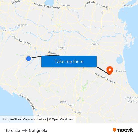 Terenzo to Cotignola map