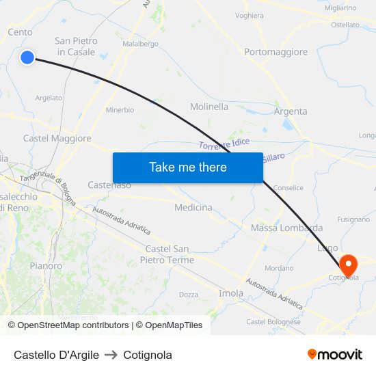 Castello D'Argile to Cotignola map