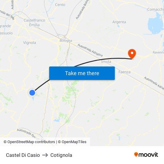 Castel Di Casio to Cotignola map