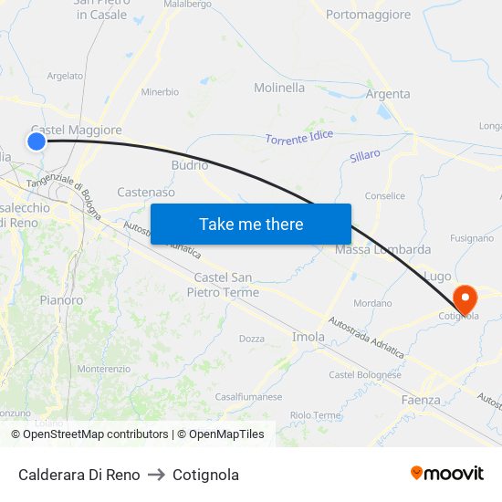 Calderara Di Reno to Cotignola map