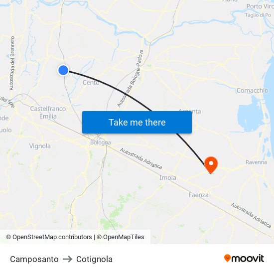 Camposanto to Cotignola map