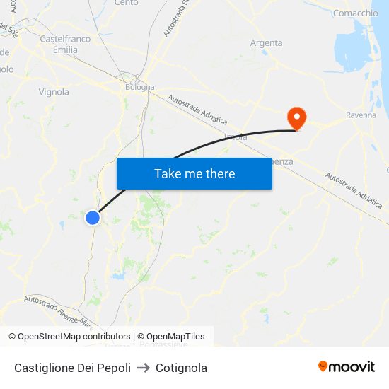 Castiglione Dei Pepoli to Cotignola map