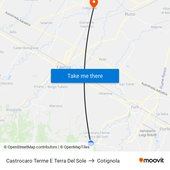 Castrocaro Terme E Terra Del Sole to Cotignola map