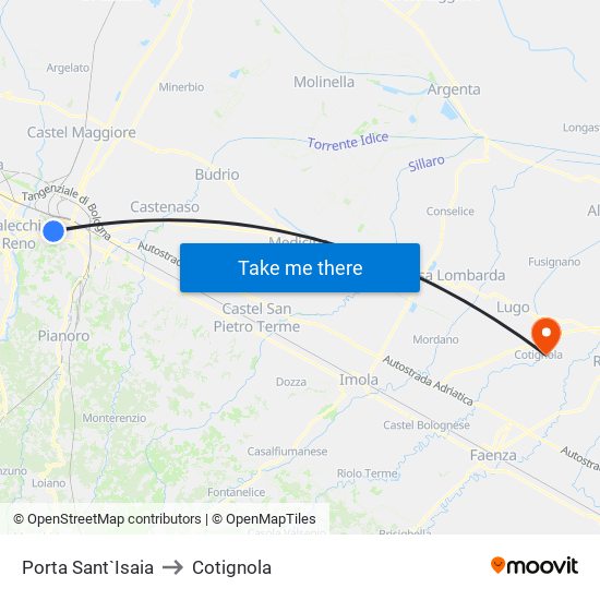 Porta Sant`Isaia to Cotignola map
