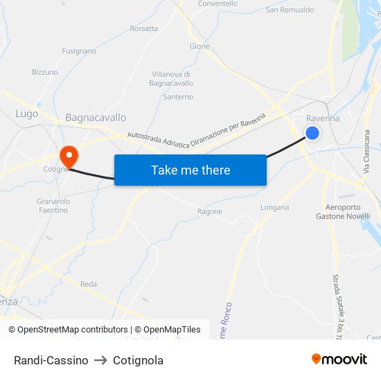 Randi-Cassino to Cotignola map