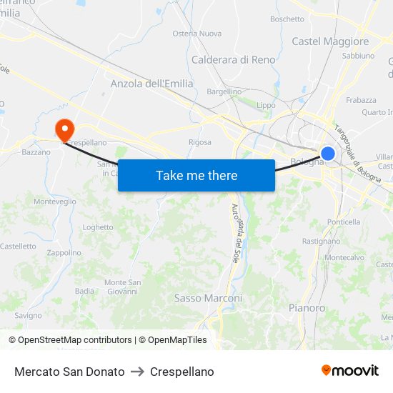 Mercato San Donato to Crespellano map