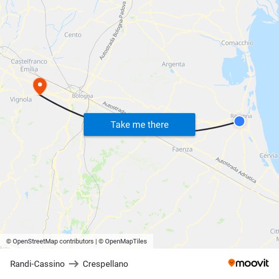 Randi-Cassino to Crespellano map