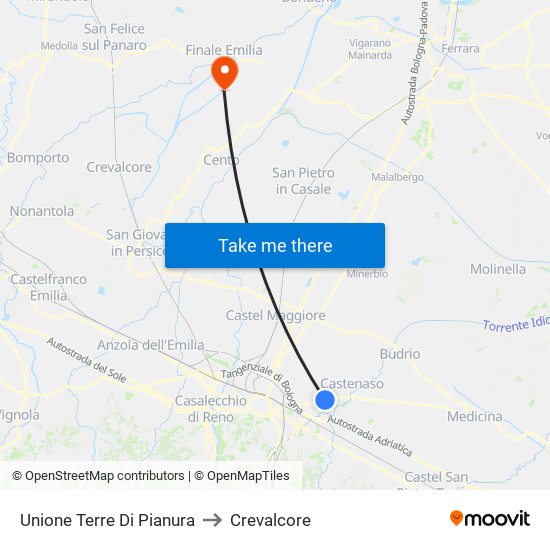 Unione Terre Di Pianura to Crevalcore map