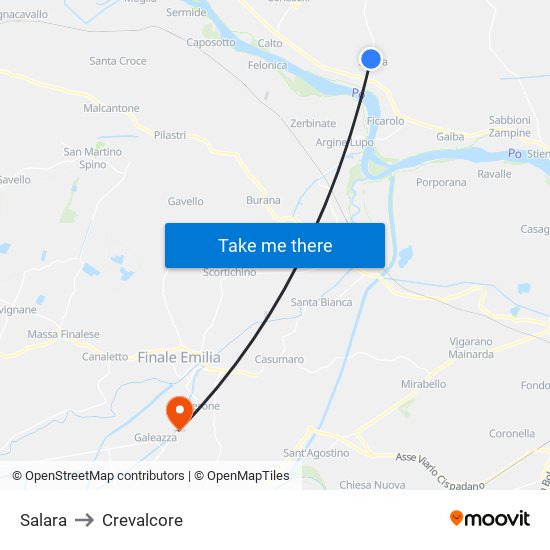 Salara to Crevalcore map