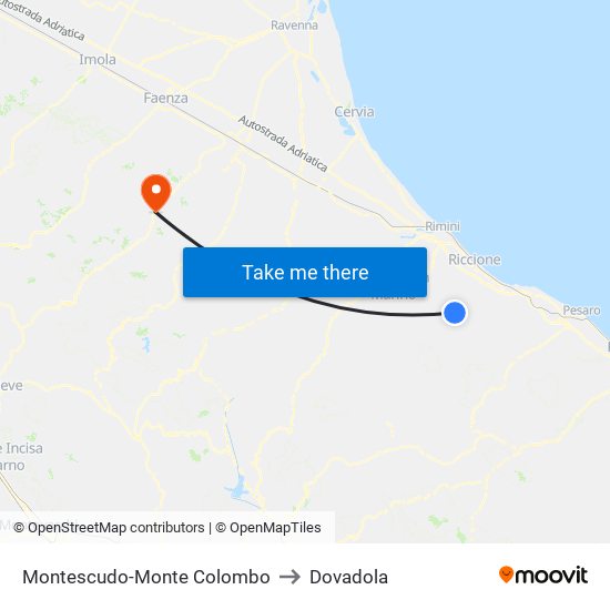 Montescudo-Monte Colombo to Dovadola map