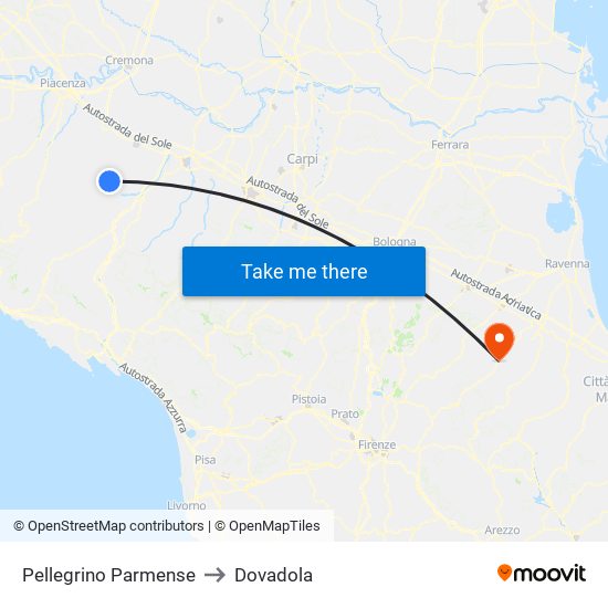 Pellegrino Parmense to Dovadola map