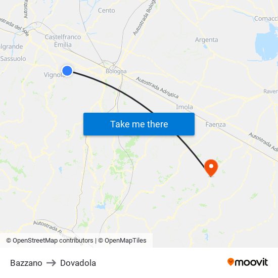 Bazzano to Dovadola map