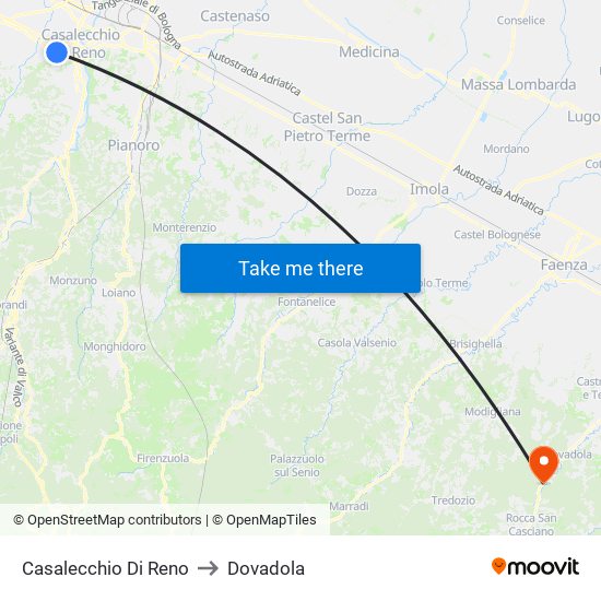 Casalecchio Di Reno to Dovadola map