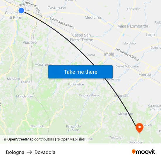 Bologna to Dovadola map