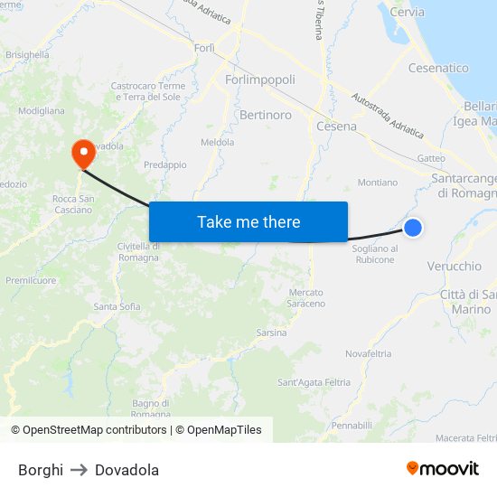 Borghi to Dovadola map