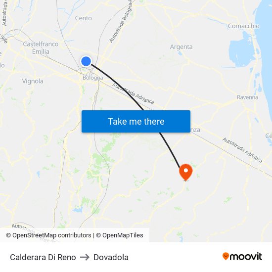 Calderara Di Reno to Dovadola map