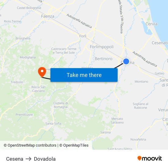 Cesena to Dovadola map