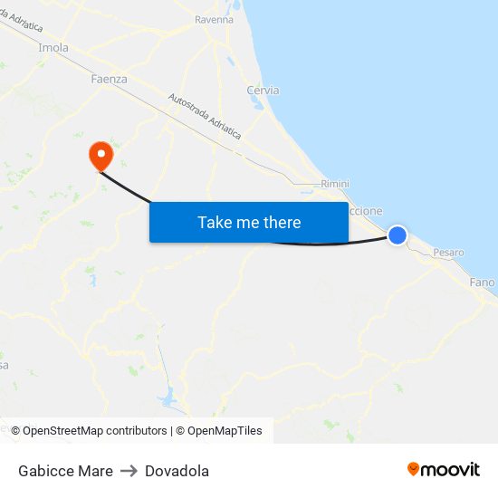 Gabicce Mare to Dovadola map