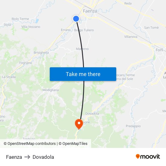 Faenza to Dovadola map