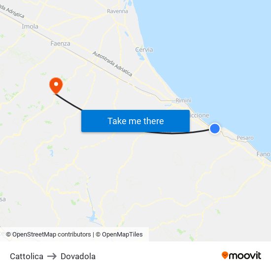 Cattolica to Dovadola map