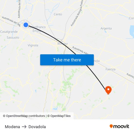 Modena to Dovadola map