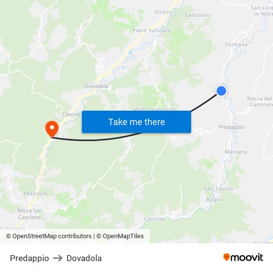 Predappio to Dovadola map