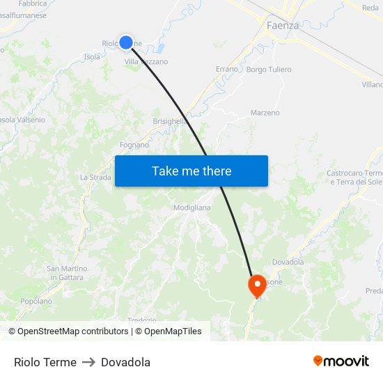 Riolo Terme to Dovadola map