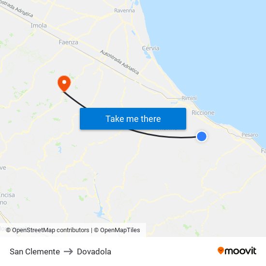 San Clemente to Dovadola map