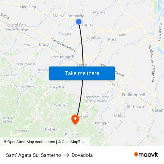 Sant' Agata Sul Santerno to Dovadola map