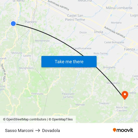 Sasso Marconi to Dovadola map