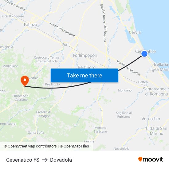 Cesenatico FS to Dovadola map
