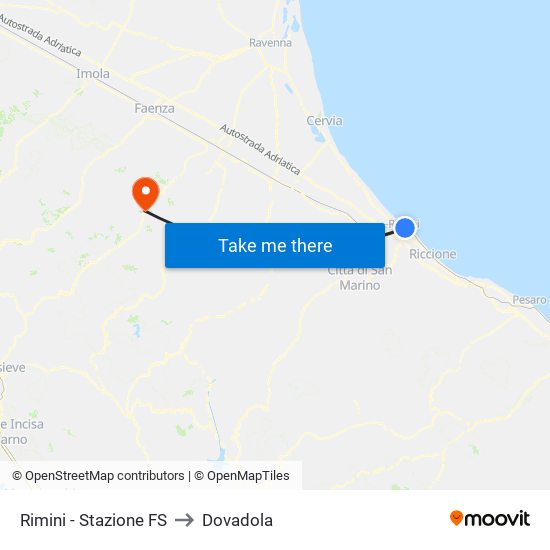 Rimini - Stazione FS to Dovadola map