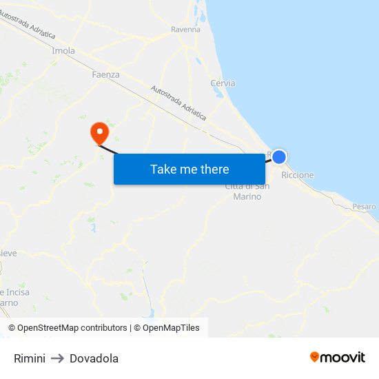 Rimini to Dovadola map