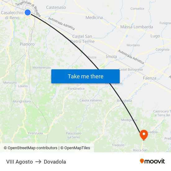 VIII Agosto to Dovadola map