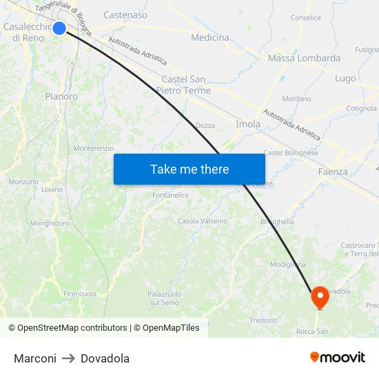 Marconi to Dovadola map