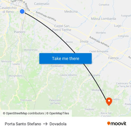 Porta Santo Stefano to Dovadola map